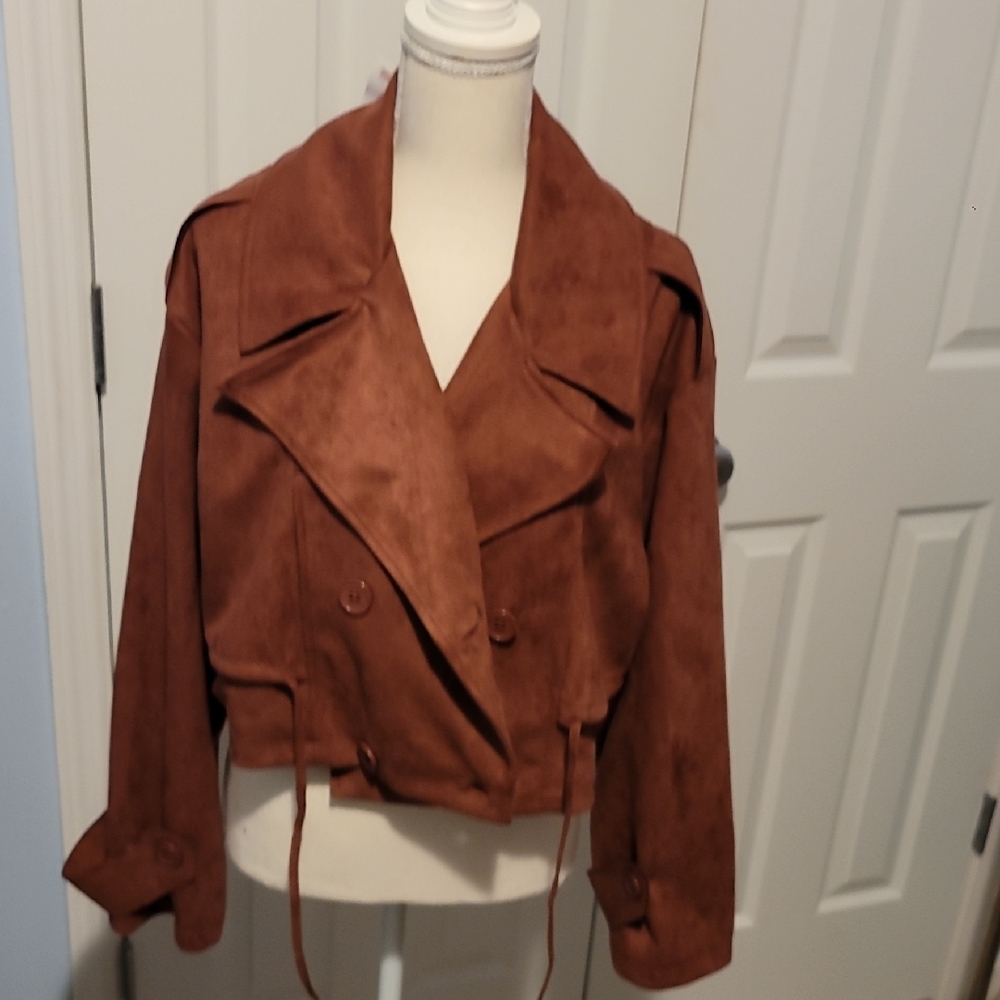Brown Faux-Suede Women's Jacket